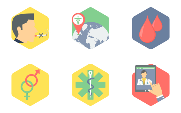 hexagon medical flat icons part 3