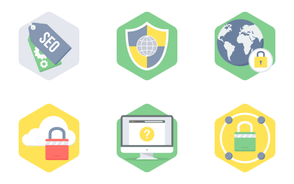 hexagon seo  web development flat icons  part 1