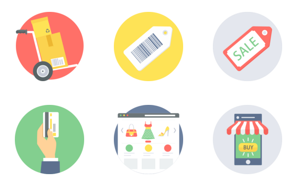 shopping  commerce flat icons part 1