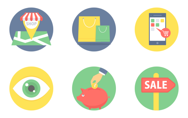 shopping  commerce flat icons part 2