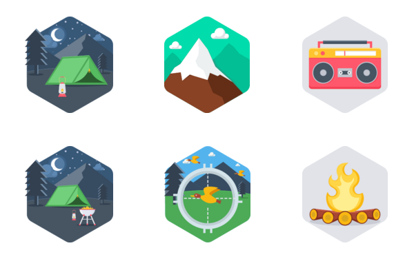 camping and adventurehexagonal