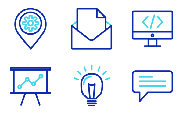 Seo and website blue outline