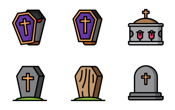 halloween tombstone and coffin  color