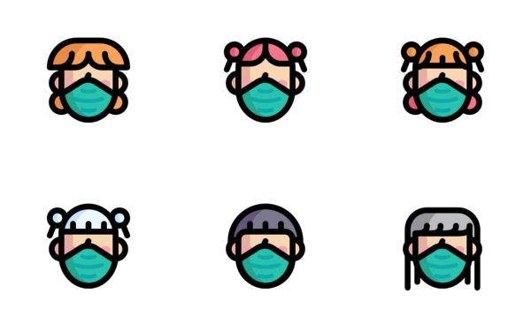 women girl hairstyle mask covid  fill outline