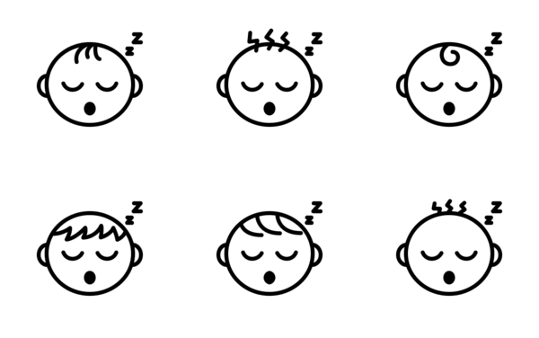 baby sleep child babies kids cute smile face emoji  outline