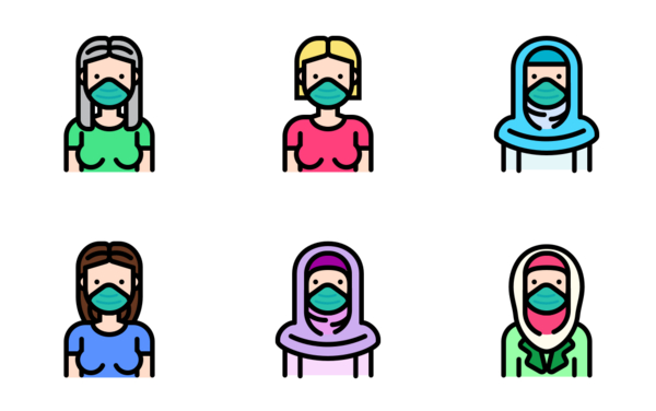 female women woman avatar emoji with mask  fill outline