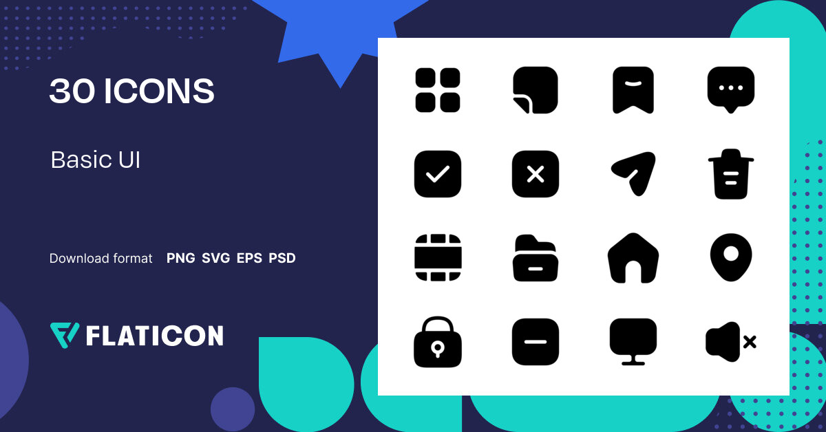 Basic UI Icon Pack | Black fill | 30 .SVG Icons