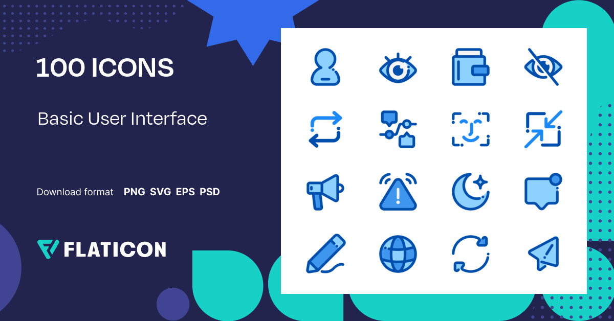 Pack de iconos Basic user interface | Color lineal-color | 100 Iconos .SVG