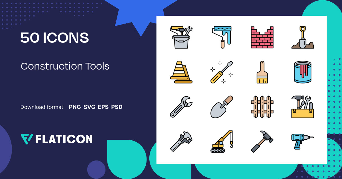 Construction Tools Icon Pack | Color lineal-color | 50 .SVG Icons