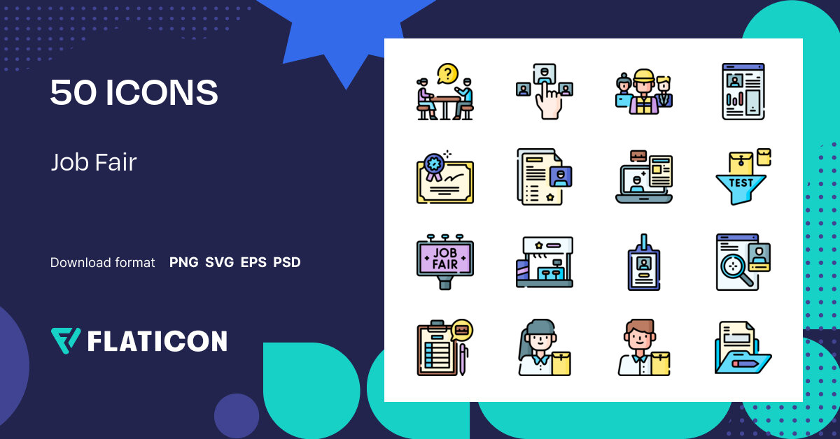 Job Fair Icon Pack | Lineal color | 50 .SVG Icons