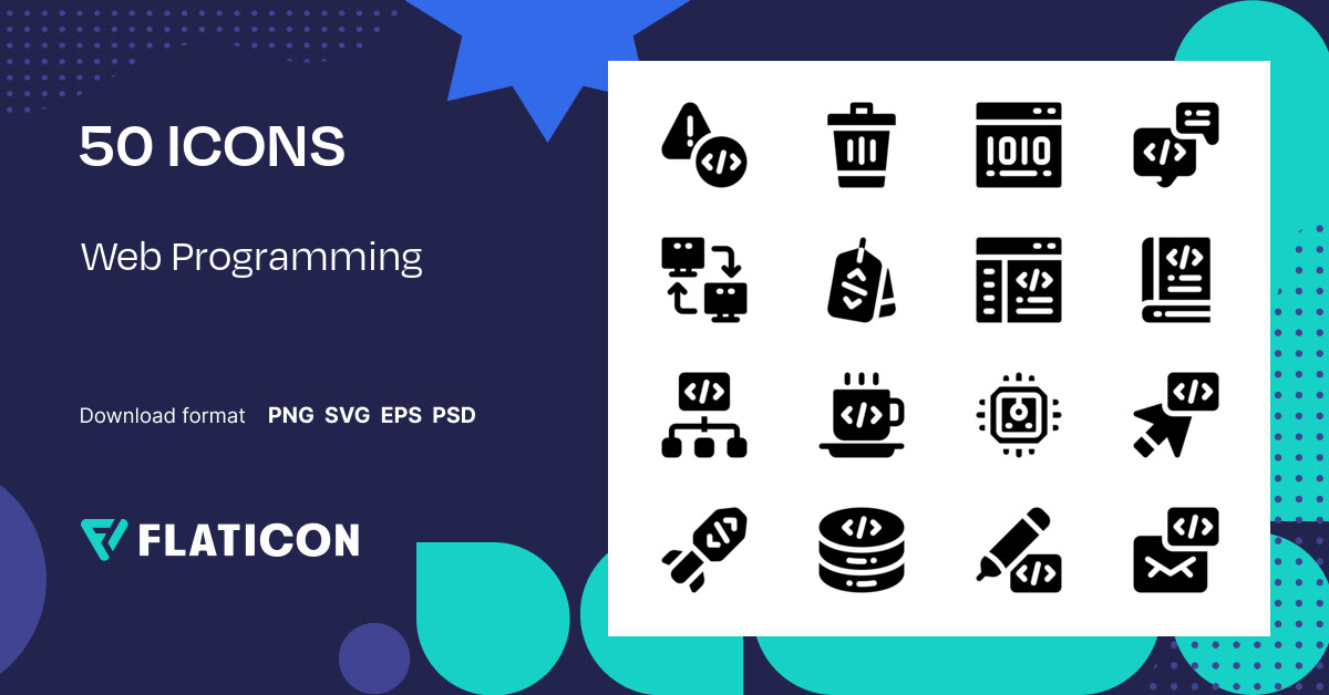 Web Programming Icon Pack | Black fill | 50 .SVG Icons