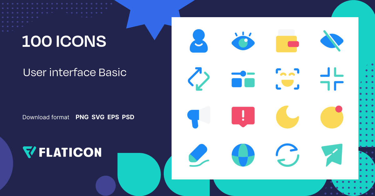User interface Basic Icon Pack | Color fill | 100 .SVG Icons
