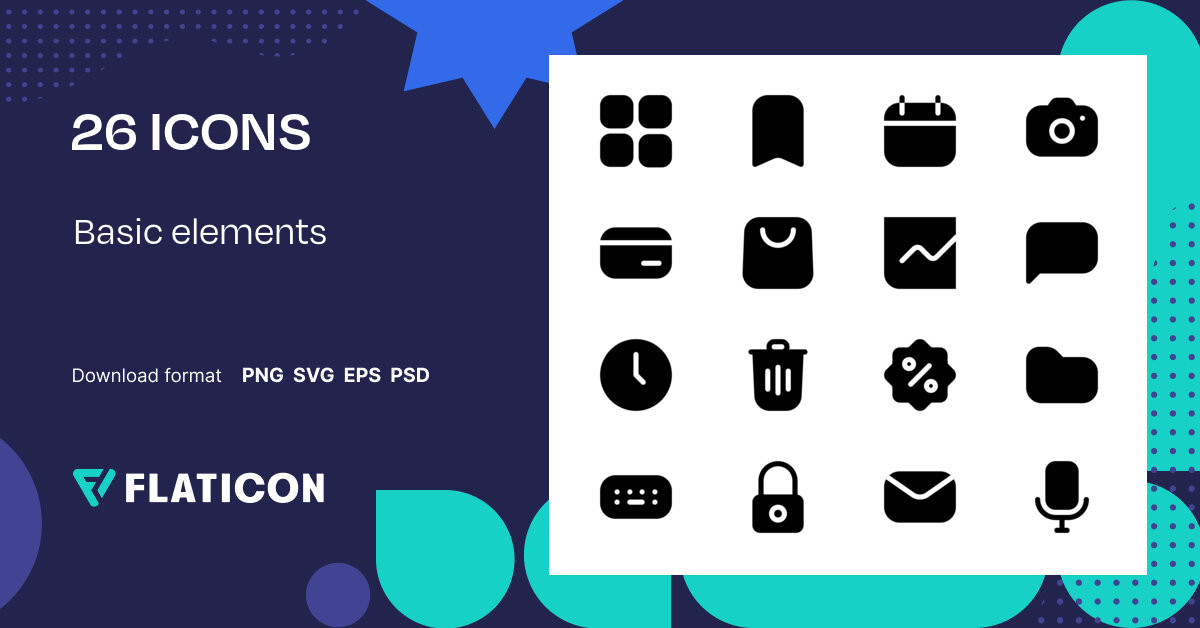 Basic elements Icon Pack | Black fill | 26 .SVG Icons