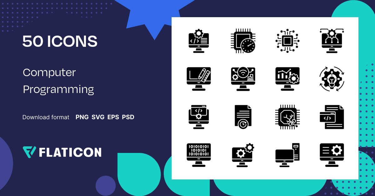 Computer Programming Icon Pack | Black fill | 50 .SVG Icons