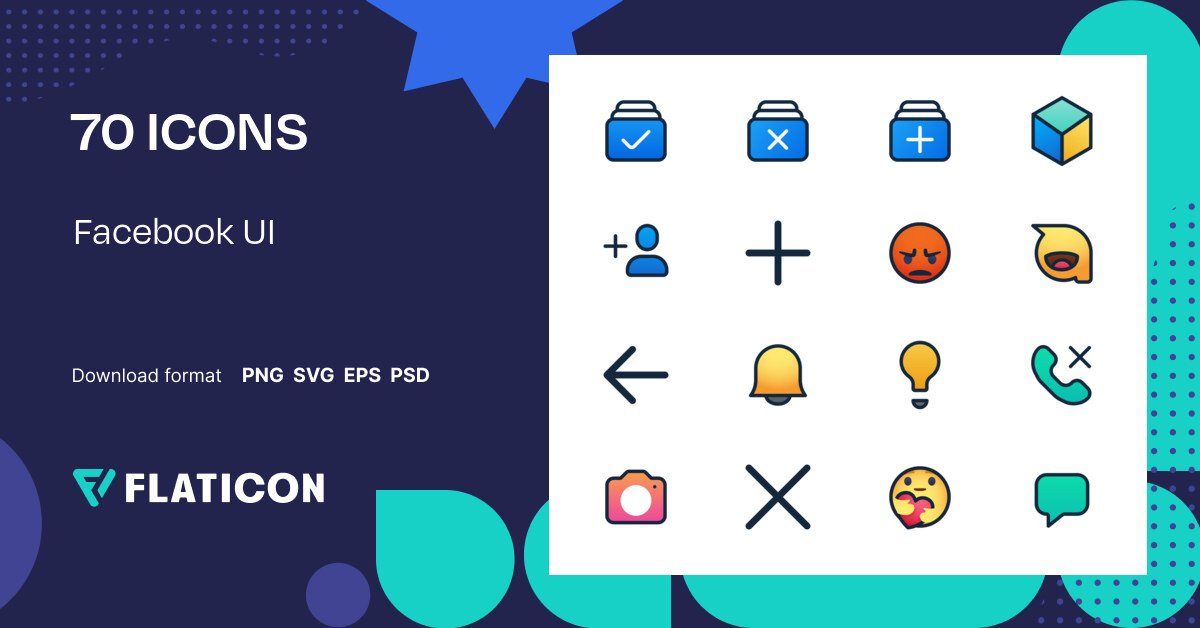 Facebook UI Icon Pack | Gradient lineal-color | 70 .SVG Icons