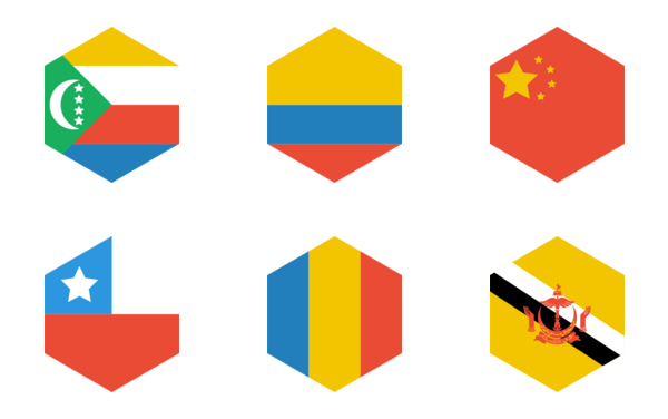 hexagon world flags