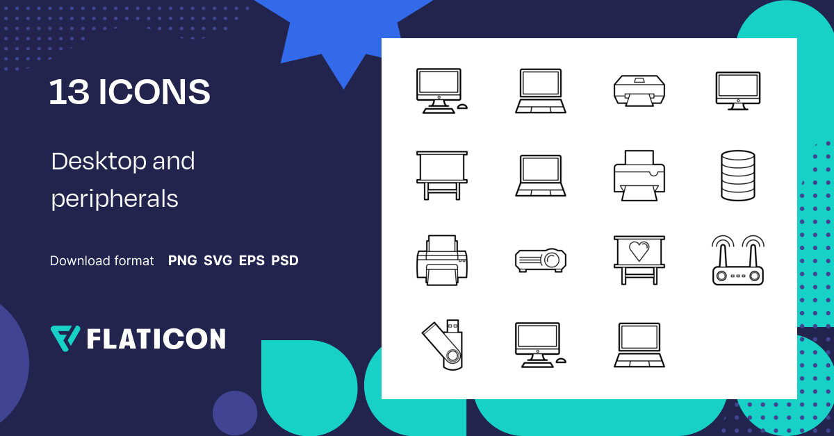 Desktop and peripherals Icon Pack | Outline | 13 .SVG Icons