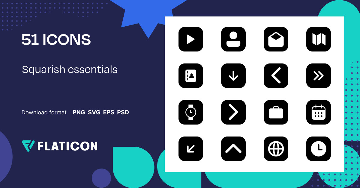 Squarish essentials Icon Pack | 51 .SVG Icons