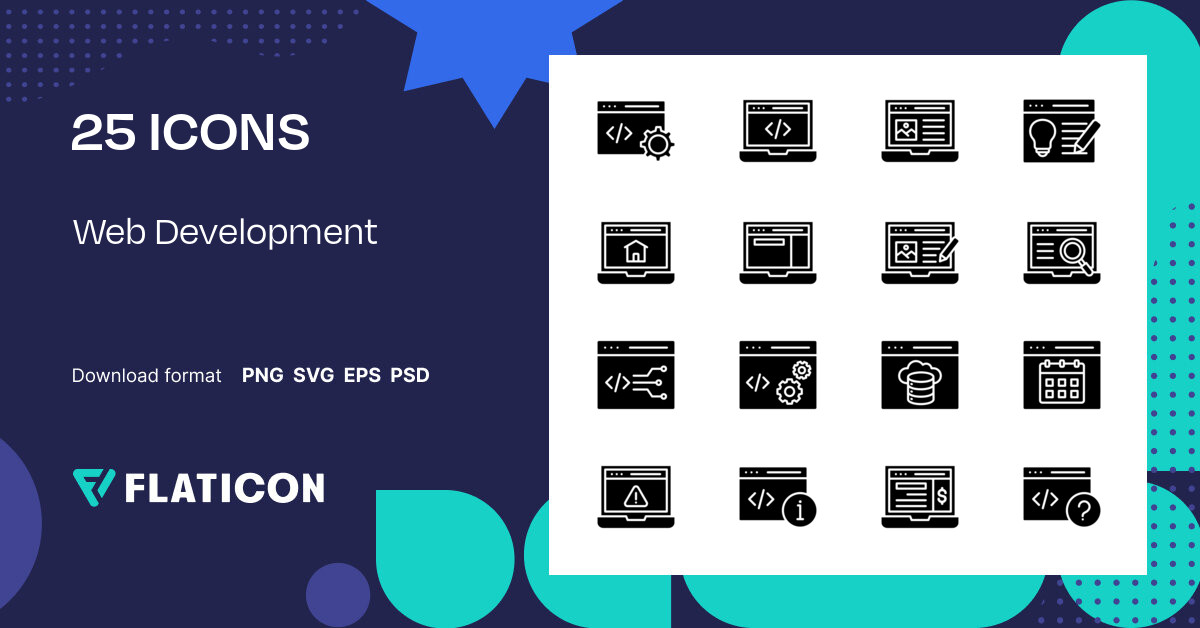 Web Development Icon Pack | Black fill | 25 .SVG Icons