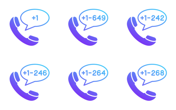 Country Dial Code Icon Pack | Gradient fill | 150 .SVG Icons