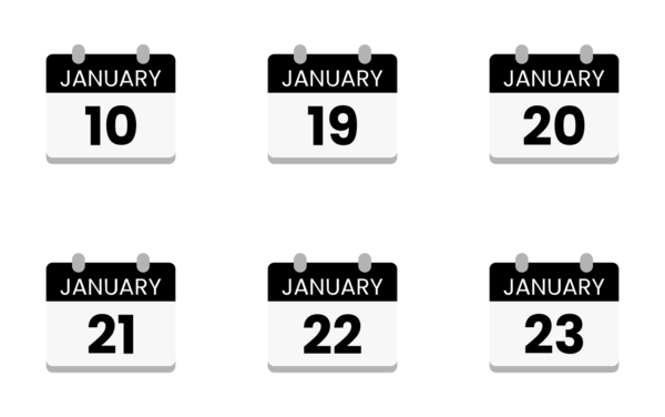 Calendar Year January Icon Pack | Color fill | 31 .SVG Icons