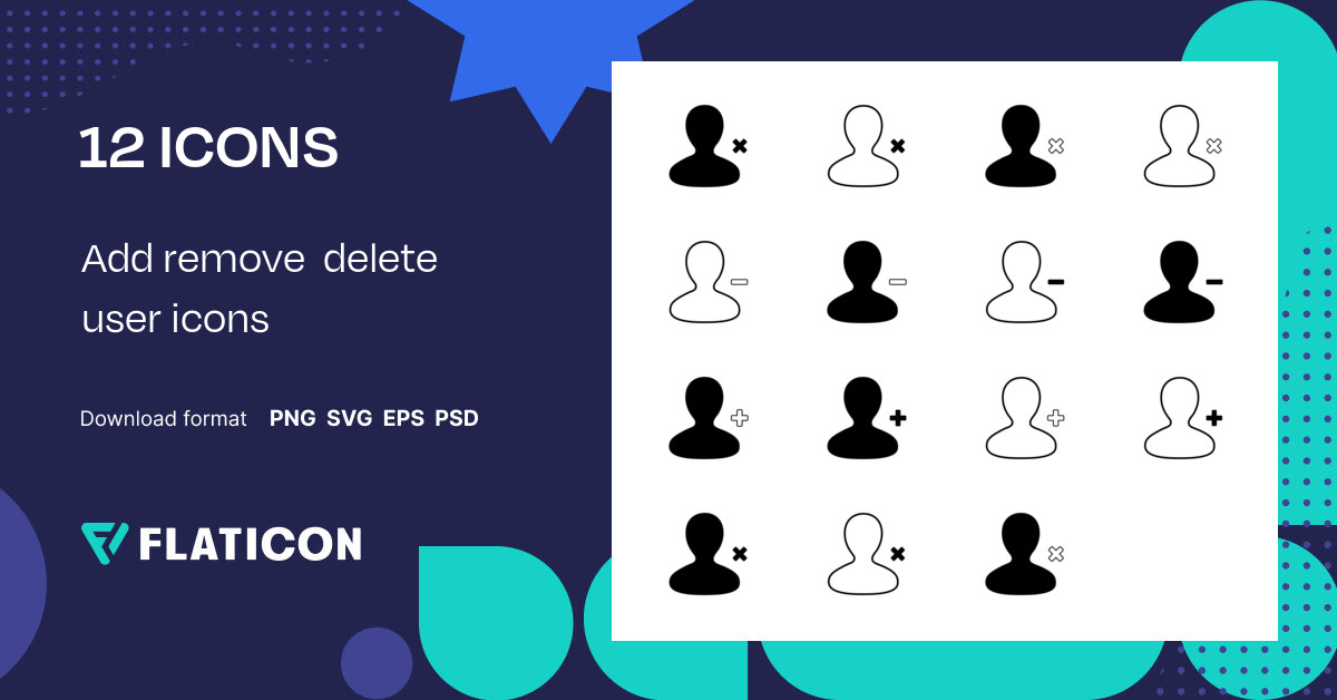 Add remove delete user icons Icon Pack | 12 .SVG Icons
