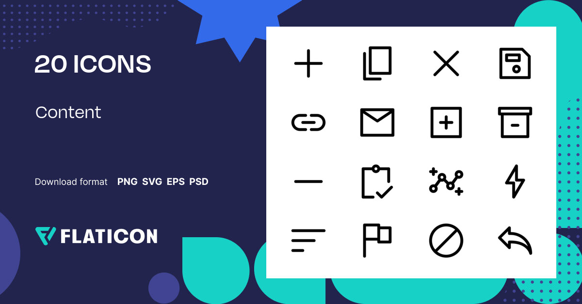 Content Icon Pack | Black outline | 20 .SVG Icons