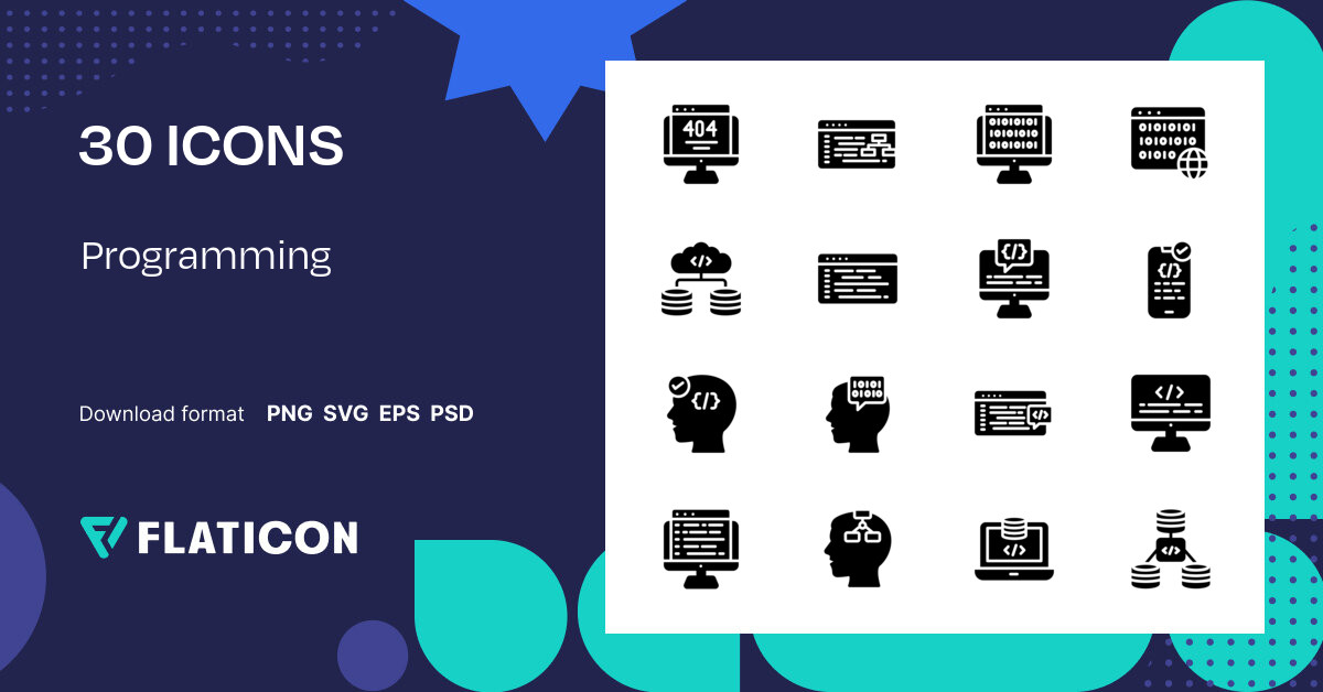 Programming Icon Pack | Black fill | 30 .SVG Icons
