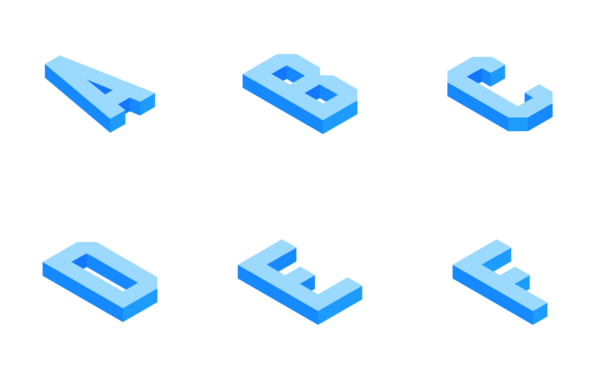 isometric capital letters a to z