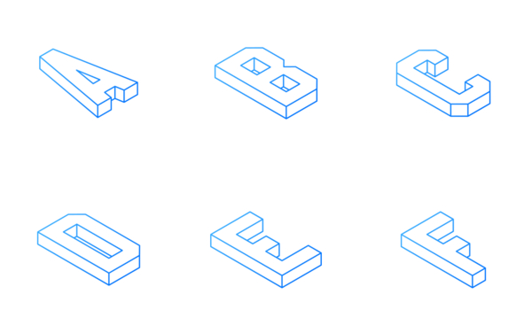 isometric capital letters a to z