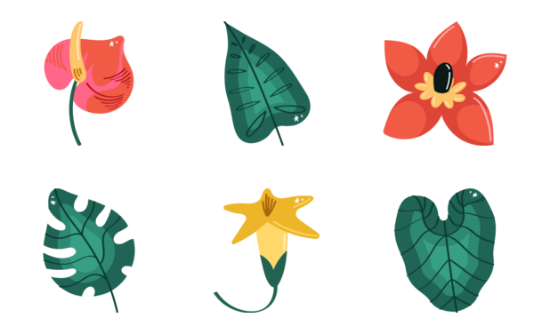 tropical plants stickers