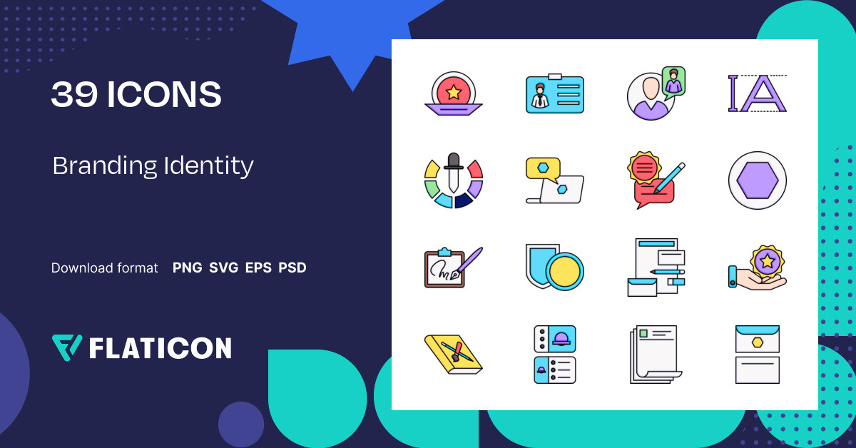Branding Identity Icon Pack | Color lineal-color | 39 .SVG Icons