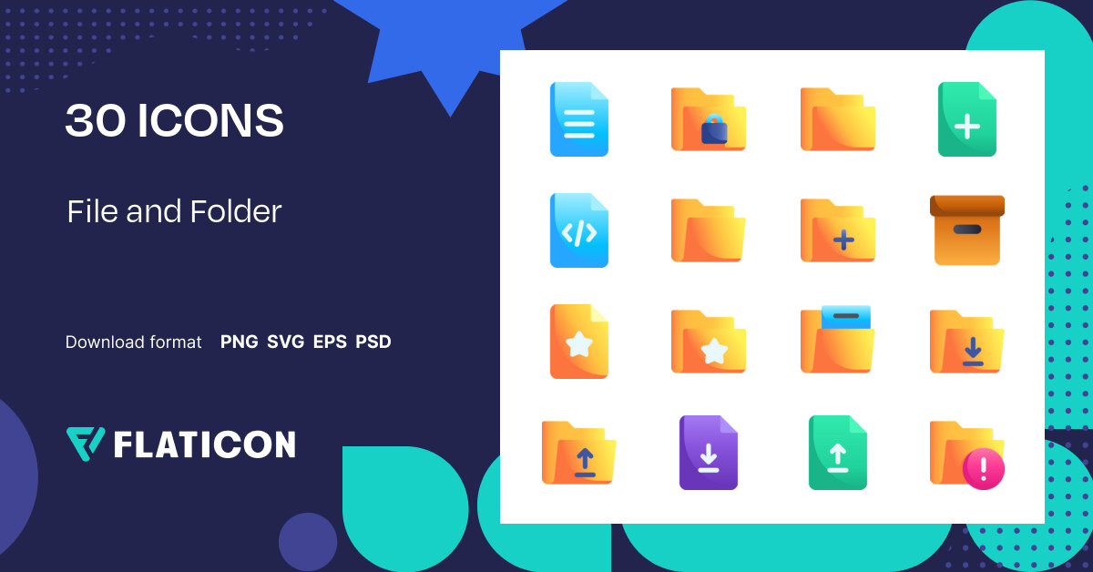 File and Folder Icon Pack | Gradient fill | 30 .SVG Icons