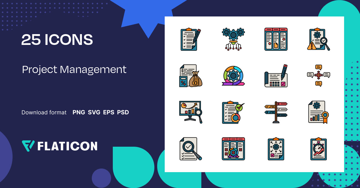 Project Management Icon Pack | Color lineal-color | 25 .SVG Icons