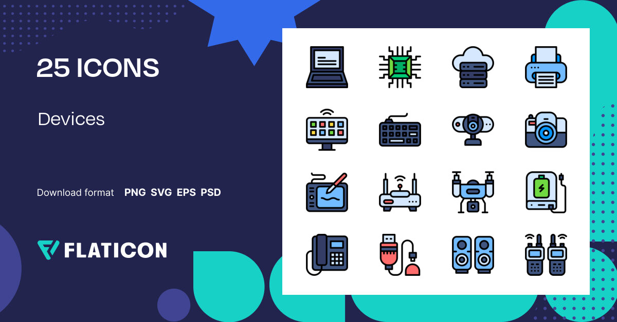 Devices Icon Pack | Color lineal-color | 25 .SVG Icons