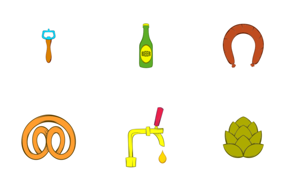 beer icons set cartoon style