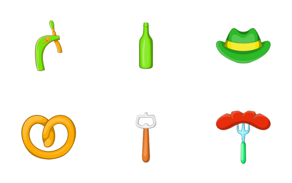 octoberfest icons set cartoon style