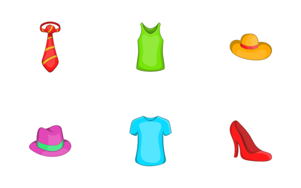 clothes icons set cartoon style