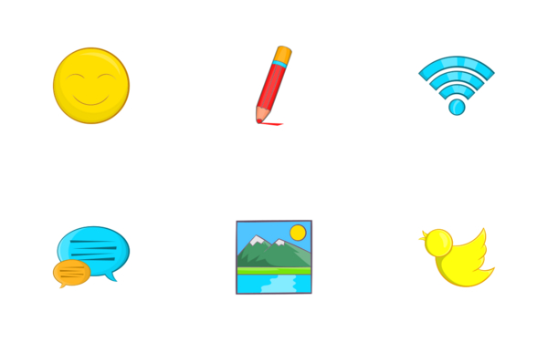 social media icons set cartoon style