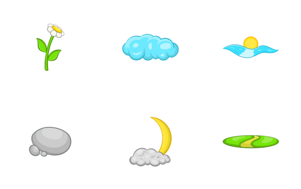 landscape icons set cartoon style