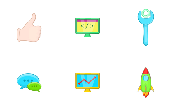 seo icons set cartoon style