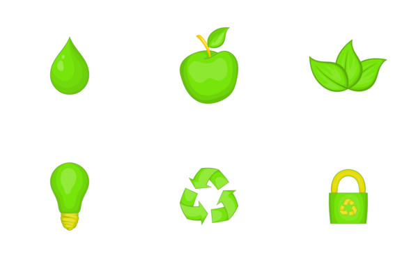 nature icons set cartoon style