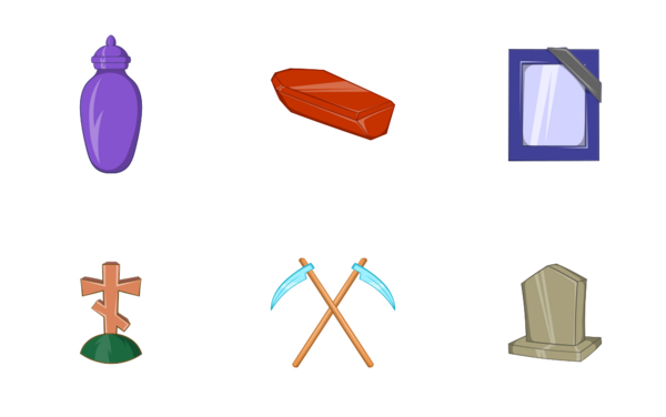 funeral icons set cartoon style