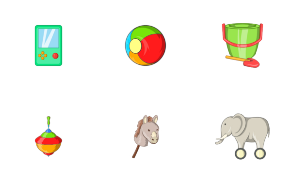 toys icons set cartoon style