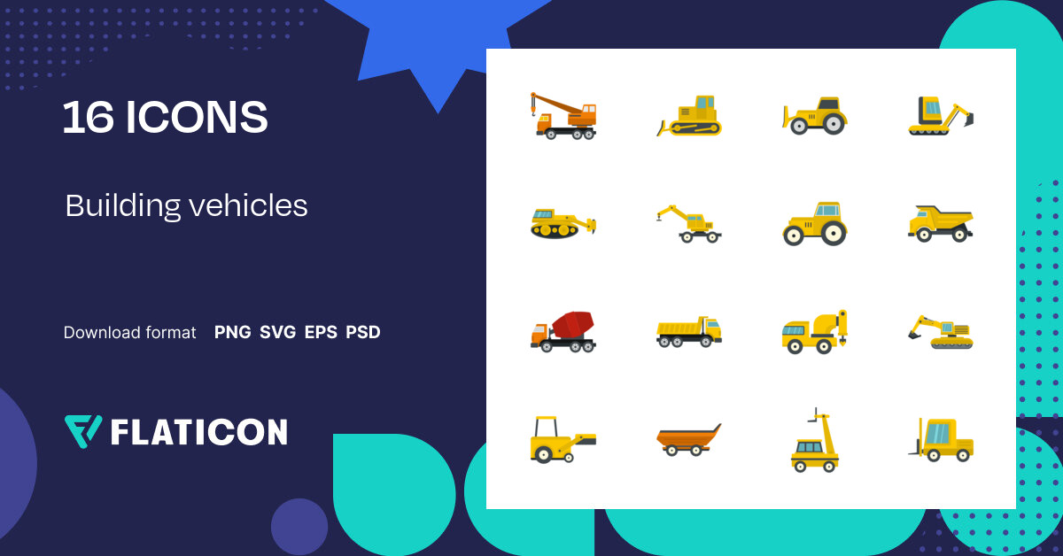 Building vehicles Icon Pack | 16 .SVG Icons