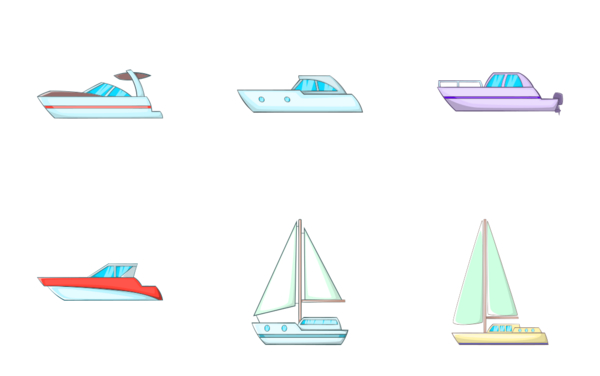 Yachts  cartoon style Yachts  cartoon style