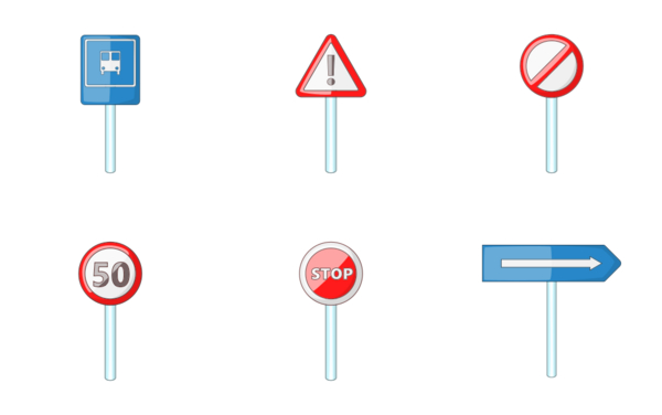road signs  cartoon style road signs  cartoon style