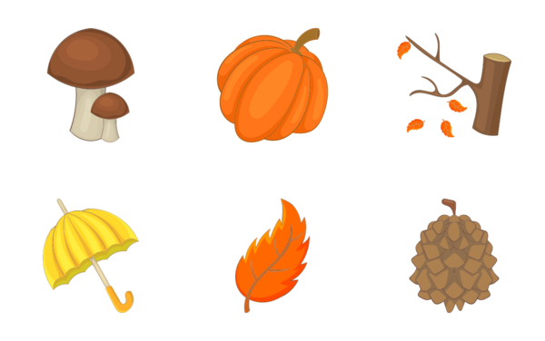 autumn items  cartoon style