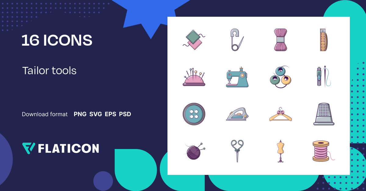 Tailor tools Icon Pack | Color lineal-color | 16 .SVG Icons