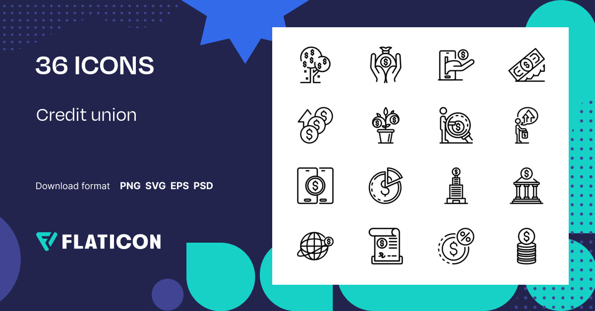 Credit union Icon Pack | Outline | 36 .SVG Icons